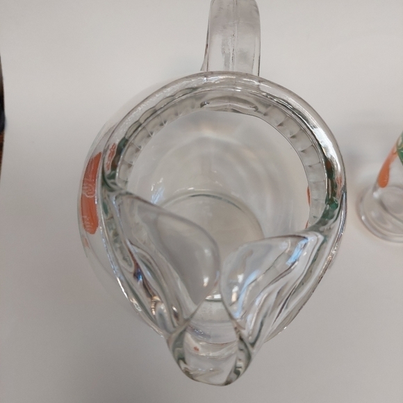 Vintage* Medium Glass Juice Pitcher & 3 Juice Glasses - Picture 2 of 8